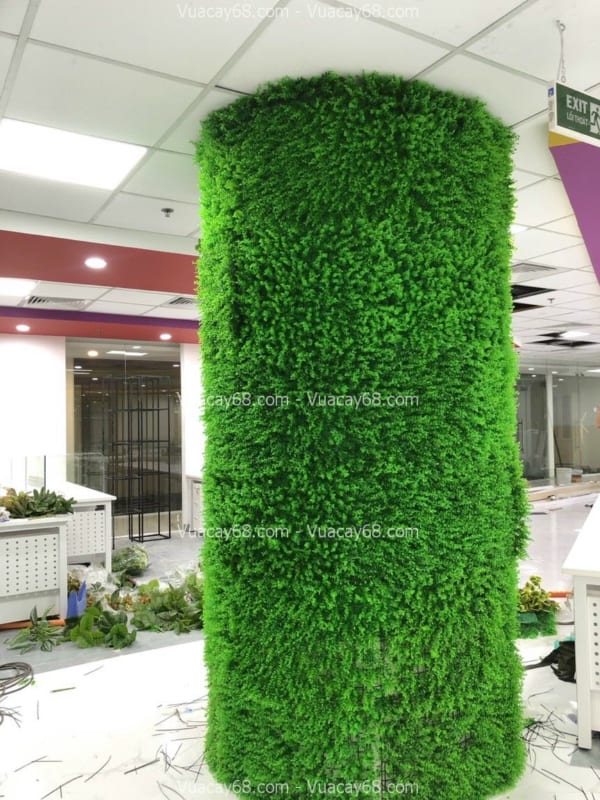 Tường cây giả decor cột bê tông